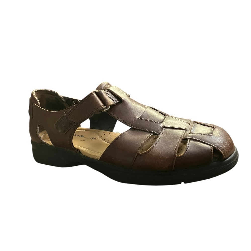 Leather Fisherman Hippie‎ Sandals Dark Brown Comfort Thom McAn Women’s Size 8